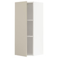 METOD Wall cabinet with shelves, white/Havstorp beige, 40x100 cm