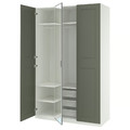 PAX/KAMMARTORP/GRIMO Wardrobe combination, white mirror glass/grey grey-green, 150x60x236 cm