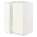 METOD Base cabinet for sink + 2 doors, white/Vallstena white, 60x60 cm