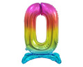 Foil Balloon Number 0 Standing, rainbow, 74cm