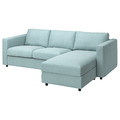 VIMLE Cover 3-seat sofa w chaise longue, Saxemara light blue