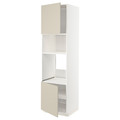 METOD Hi cb f oven/micro w 2 drs/shelves, white/Havstorp beige, 60x60x220 cm