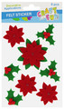 Self-Adhesive Felt Poinsettia Decorations, 8 pcs
