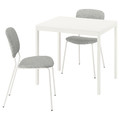 VIHALS / VIHALS Table and 2 chairs, white/white Tibbleby beige-grey, 84/120x74 cm