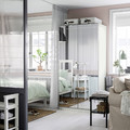 PAX / KAMMARTORP Wardrobe combination, white mirror glass/grey, 100x60x201 cm