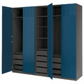 PAX / FYRUDDEN Wardrobe combination, dark grey/blue, 250x60x236 cm