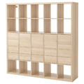 KALLAX Shelving unit with 10 inserts, white stained oak effect, 182x182 cm