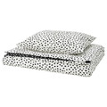 BJÖRKGRÅMAL Duvet cover and pillowcase, black white/dotted, 150x200/50x60 cm