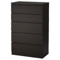 KULLEN Chest of 5 drawers, black-brown, 70x112 cm