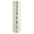 METOD / MAXIMERA Hi cab w 2 doors/4 drawers, white/Havstorp beige, 40x60x220 cm