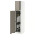 METOD High cabinet with cleaning interior, white/Upplöv matt dark beige, 40x60x200 cm