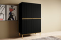 High Cabinet Sideboard Nicole, matt black, gold legs