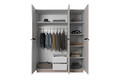 Wardrobe with Drawer Unit Nicole 150 cm, antique pink, black handles