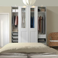 PAX / GRIMO Wardrobe with sliding doors, white/clear glass white, 200x66x236 cm