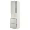 METOD / MAXIMERA Hi cab f micro w door/2 drawers, white/Havstorp light grey, 60x60x220 cm
