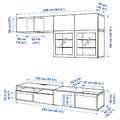 BESTÅ TV storage combination/glass doors, black-brown/Selsviken high-gloss/beige smoked glass, 240x42x231 cm