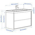 ÄNGSJÖN / ORRSJÖN Wash-stnd w drawers/wash-basin/tap, brown oak effect, 102x49x69 cm