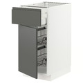 METOD / MAXIMERA Base cab w wire basket/drawer/door, white/Voxtorp dark grey, 40x60 cm