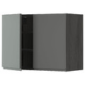 METOD Wall cabinet with shelves/2 doors, black/Voxtorp dark grey, 80x60 cm