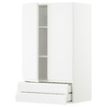 METOD / MAXIMERA Wall cabinet w 2 doors/2 drawers, white/Voxtorp matt white, 60x100 cm