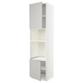 METOD Hi cb f oven/micro w 2 drs/shelves, white/Lerhyttan light grey, 60x60x240 cm