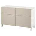 BESTÅ Storage combination w doors/drawers, white/Lappviken/Stubbarp light grey-beige, 120x42x74 cm