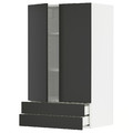 METOD / MAXIMERA Wall cabinet w 2 doors/2 drawers, white/Nickebo matt anthracite, 60x100 cm