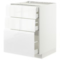 METOD / MAXIMERA Base cb 3 frnts/2 low/1 md/1 hi drw, white, Voxtorp high-gloss/white, 60x60 cm