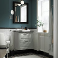 TÄNNFORSEN / RUTSJÖN Wash-stnd w drawers/wash-basin/tap, light grey/black marble effect, 62x49x76 cm
