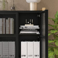 IVAR Cabinet with doors, pine/black mesh, 89x30x124 cm