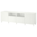 BESTÅ TV bench with doors and drawers, white, Sutterviken/Kabbarp white, 240x42x74 cm