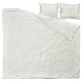 BANDKNIPPE Duvet cover and 2 pillowcases, white/green, 200x200/50x60 cm