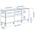 BESTÅ Storage combination with drawers, black-brown, Selsviken/Stubbarp high-gloss/black smoked glass, 180x42x74 cm
