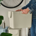 TRÖSKNING Bin with lid, light beige, 25 l