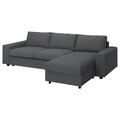 VIMLE Cover 3-seat sofa-bed w chaise lng, with wide armrests/Hallarp grey
