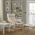 POÄNG Footstool, white stained oak veneer/Gunnared beige