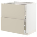 METOD / MAXIMERA Base cb 2 fronts/2 high drawers, white/Havstorp beige, 80x60 cm