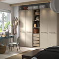 PAX / FORSAND Wardrobe combination, grey-beige/white stained oak effect grey-beige, 250x60x236 cm