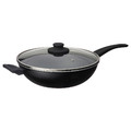 HEMLAGAD Wok with lid, non-stick coating black, 28 cm