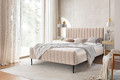 Upholstered Bed Frame Nicole 160x200, light beige, black legs