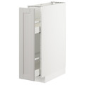METOD Base cabinet/pull-out int fittings, white, Lerhyttan light grey, 20x60 cm