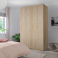 BERGSBO Pair of sliding doors, white stained oak effect, 150x236 cm