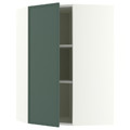 METOD Corner wall cabinet with shelves, white/Aspudden dark grey-green, 68x100 cm