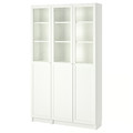 BILLY / OXBERG Bookcase with panel/glass doors, white, glass, 120x30x202 cm
