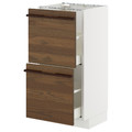 METOD / MAXIMERA Base cabinet with 2 drawers, white/Stensta dark brown ash veneer, 40x37 cm