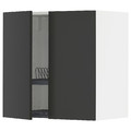METOD Wall cabinet w dish drainer/2 doors, white/Nickebo matt anthracite, 60x60 cm
