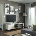 BESTÅ TV bench with doors, white, Lappviken white, 180x42x38 cm