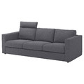 VIMLE Cover for 3-seat sofa, with headrest/Gunnared medium grey