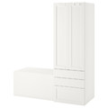 SMÅSTAD / PLATSA Storage combination, white with frame/with bench, 150x57x181 cm