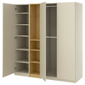 PAX / FORSAND Wardrobe combination, grey-beige grey-beige/oak effect, 185x60x201 cm